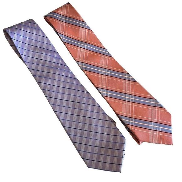 U.S.Polo Bundle of 2 100% Silk Ties‎ Coral and Purple - Picture 1 of 6